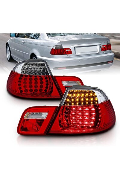 X POWER TUNİNG Uyumlu Bmw E46 2002-2005 Coupe 2.kapı Kırmızı Beyaz Ledli Arka...