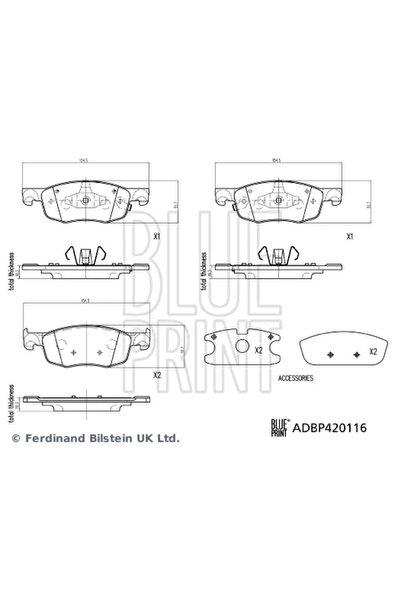 BLUE PRİNT Set Placute Frana Frana Disc Punte Fata Mazda 2 Toyota Aygo 10/Yaris