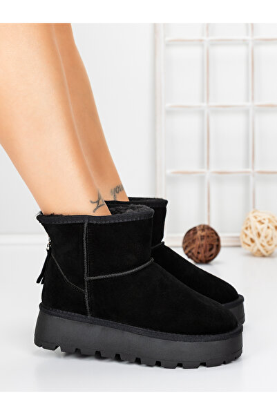 mei Ghete Dama din piele naturala 5W93 Negru | Pantoful