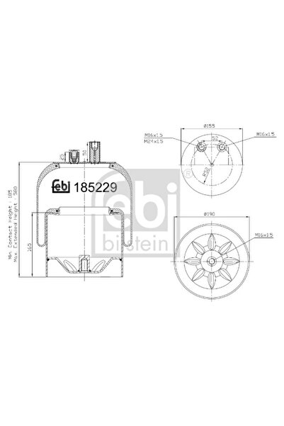 FEBI BILSTEIN Burduf, Suspensie Pneumatica Mercedes-benz Actros Mp2 / Mp3 200...