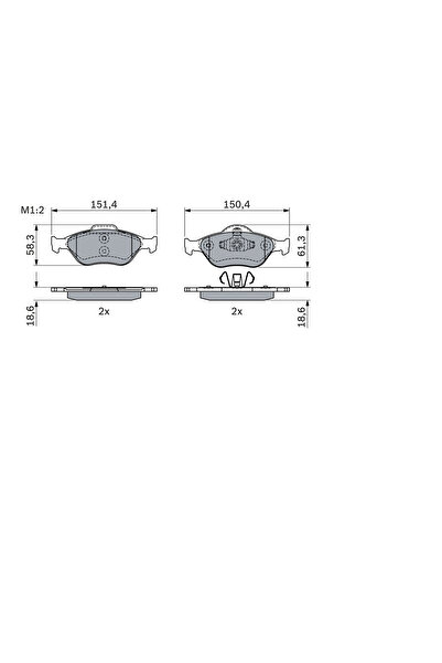 Bosch Комплект спирачни накладки за дискови спирачки Ford Asia & Oceania Figo...