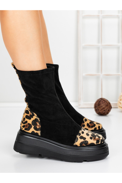 mei Дамски боти на платформа 5AH58 Черни