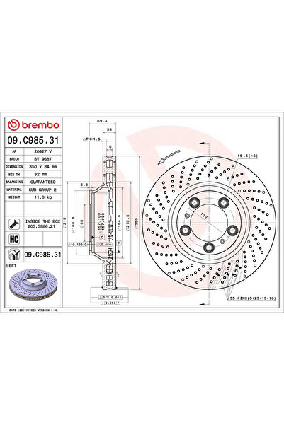 Brembo Спирачен диск за Porsche 911