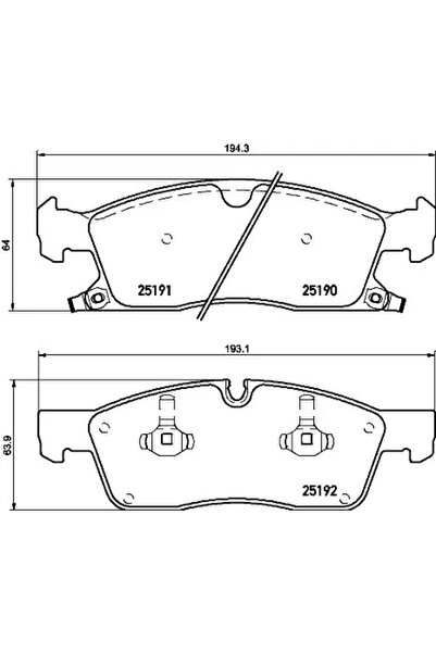 Brembo Комплект спирачни накладки за дискови спирачки Dodge Durango Jeep Gran...