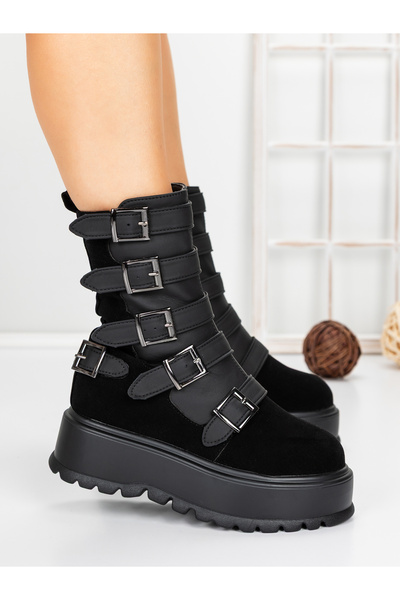 mei Ghete Dama cu Platforma 56WL2 Negru