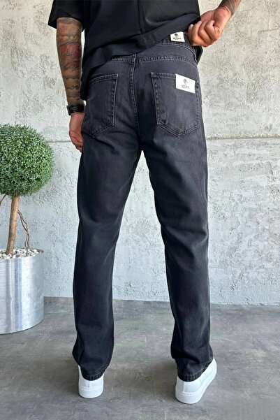 MADZEYMODA Ανδρικό τζιν παντελόνι με φαρδύ κούφωμα μαύρο τζιν KE-168