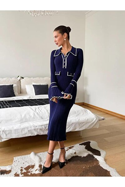 MAXXANA Fitilli Şık Triko Elbise - 130 cm - S/M İçin Uygundur