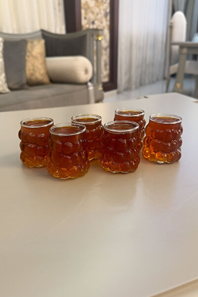 Mutfiko 6’lı Boncuk Şekilli Mini Üzüm Kahve Yanı Borosilikat Bardak Seti (75 ml)