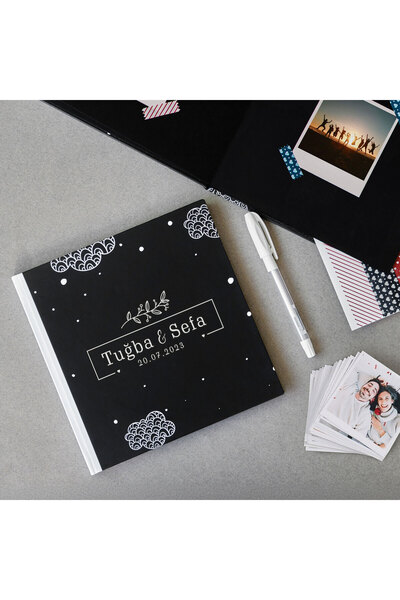 Hediyesepeti ألبوم ذكريات مكون من 24 صورة مع اسم مكتوب عليه خصيصًا للأزواج - 20 × 20.5 سم |   20 صفحة