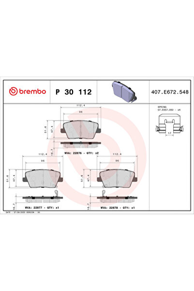 Brembo Комплект спирачни накладки за дискови спирачки Hyundai Kona/I30