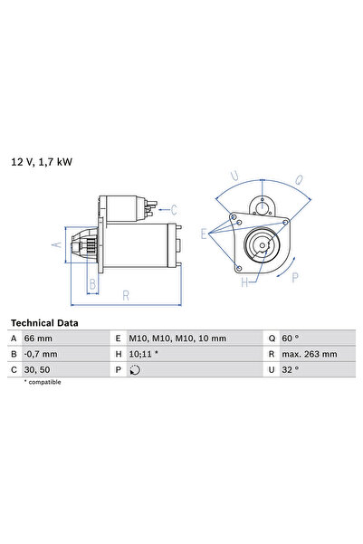 Bosch Starter Mitsubishi Carisma Renault 11/21/9