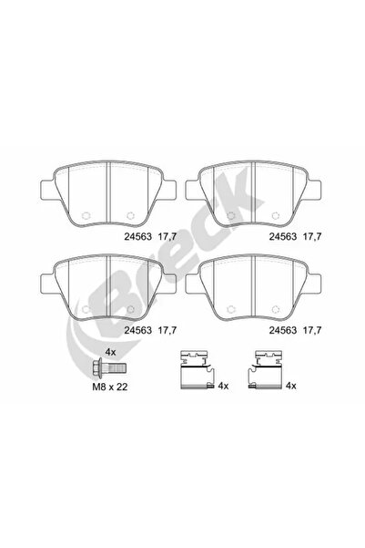 BRECK Комплект спирачни накладки дискови спирачки Audi A1/A3 Seat Leon