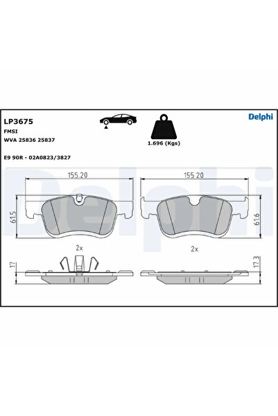DELPHİ Brake Pad Set Disc Brake Citroen Berlingo Opel Combo E Tour / Life