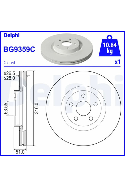 DELPHİ Disc Frana Ford Galaxy 3/Galaxy Model 3 Van/S-Max