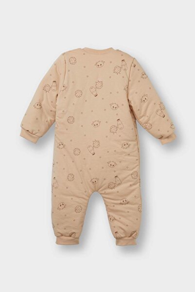 DeFacto Erkek Bebek 2,5 Tog Elyaf Süt Baskılı Penye Tulum F3544A525WN