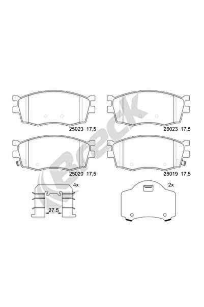 BRECK Комплект спирачни накладки за дискови спирачки Hyundai I20 1