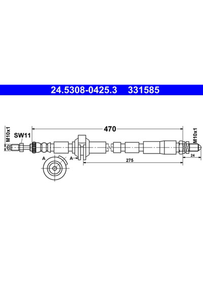 Ate Спирачен маркуч Ford Ka