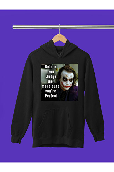 MAGORS Hanorac cu glugă din bumbac cu mânecă lungă, cu imprimeu cu citate JOK...