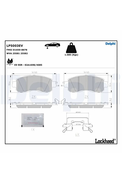 DELPHİ Brake Pad Set Disc Brake Nissan Altima/Leaf/Teana 3