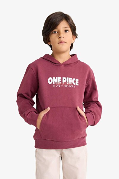 DeFacto Erkek Çocuk One Piece Kapüşonlu İçi Yumuşak Tüylü Sırt Baskılı Sweatshirt F9917A825WN
