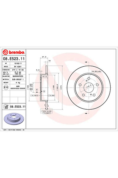 Brembo Disc Frana Suzuki Swace Toyota Corolla