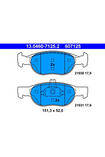 Ate Комплект спирачни накладки за дискови спирачки Fiat Punto