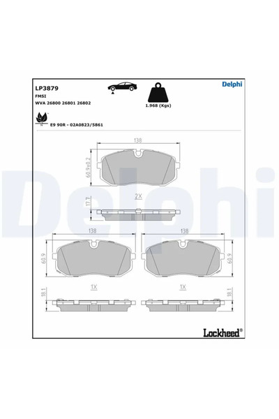 DELPHİ Set Placute Frana Frana Disc Hyundai I20 3