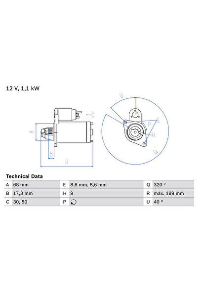 Bosch Starter Chevrolet Aveo/Cruze/Orlando Fiat Croma