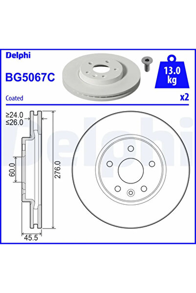 DELPHİ Disc Frana Opel Astra K Vauxhall Astra Model 7