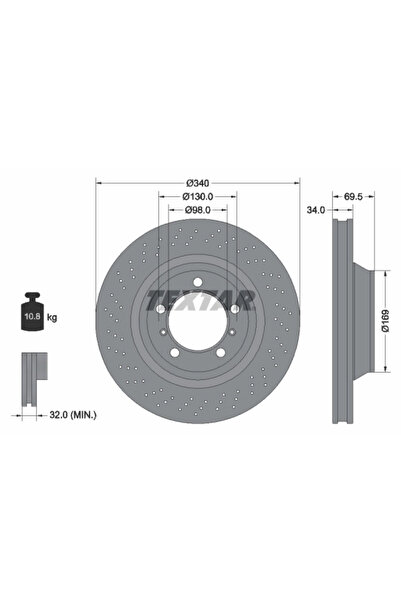 TEXTAR Спирачен диск Porsche 911/Boxster Spyder