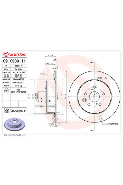 Brembo Disc Frana Lexus Gs/Is 2/Is 3 Toyota Crown/Mark 10 1/Mark 10 2