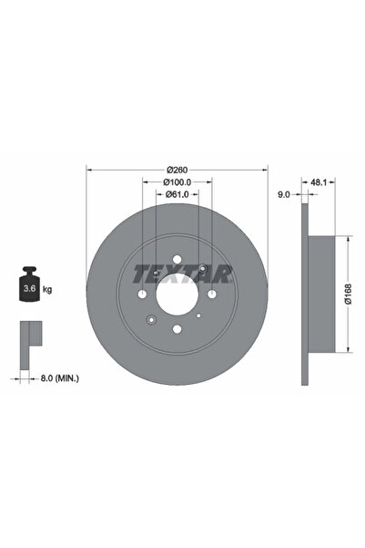 TEXTAR Set Discuri Frana Honda Civic 6/Civic 7 1997-2006