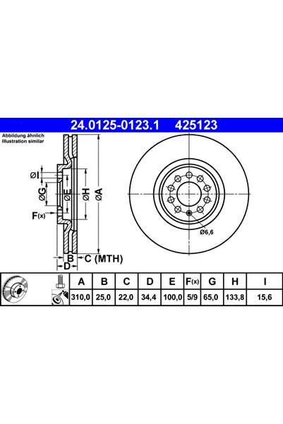 Ate Disc Frana Audi A1/A3/Tt Seat Ibiza 4/Toledo 2
