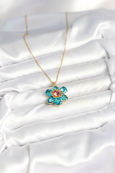Skygo Blue Flower Model Women's Necklace with 316L Steel Chain - Tj-Bko10598