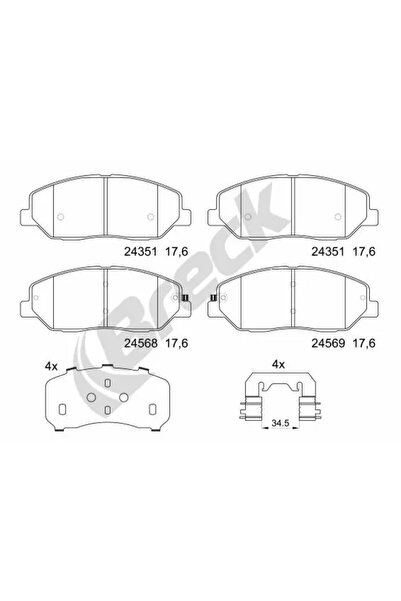 BRECK Комплект накладки за дискови спирачки Hyundai Genesis/Grand Santa Fe/Sa...