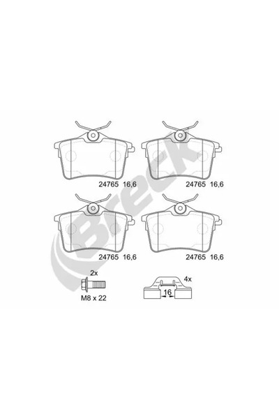 BRECK Комплект спирачни накладки за дискови спирачки Citroen Berlingo / Berli...