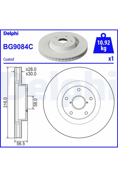 DELPHİ Disc Frana Subaru Legacy 6/Levorg/Outback