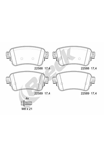 BRECK Комплект накладки за дискови спирачки Citroen Jumpy 3 Bus/Jumpy 3 Body/...