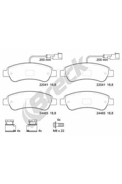 BRECK Комплект спирачни накладки за дискови спирачки Citroen Jumper 2 Bus/Jum...