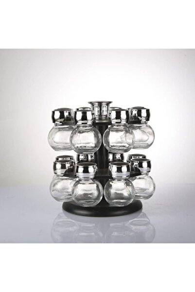 Twinkle Mart 16Pcs Condiment Set 360 Rotating Spice Jar Rack Kitchen Cruet Condiment Bottle Coffee Sugar S