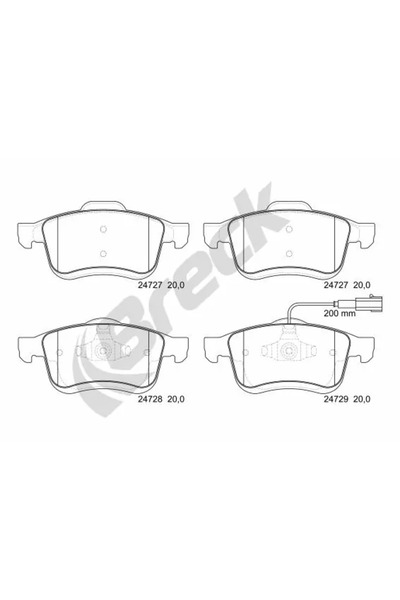 BRECK Комплект накладки за дискови спирачки Fiat Doblo Cargo/Doblo Bus/Doblo ...