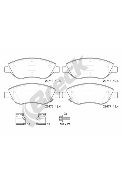BRECK Комплект спирачни накладки за дискови спирачки Fiat Tipo