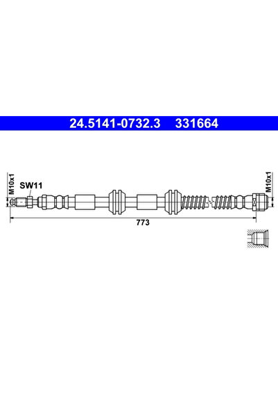 Ate Спирачен маркуч за Porsche Cayenne