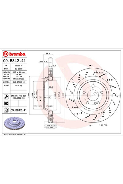 Brembo Disc Frana Mercedes-Benz Sl