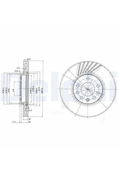DELPHİ Спирачен диск Opel Calibra A/Vectra B Saab 9-5/900 2