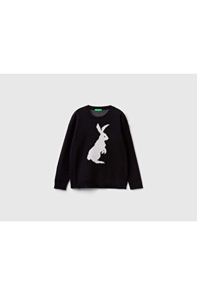 United Colors of Benetton Rabbit Print Long-Sleeve Sweater