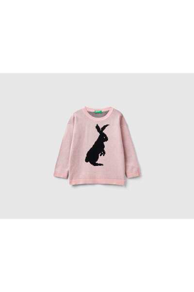 United Colors of Benetton Rabbit Print Long-Sleeve Sweater