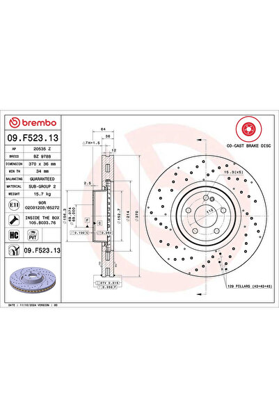 Brembo Brake disc MERCEDES-BENZ GLC Coupe 2023-2025 09.F523.13