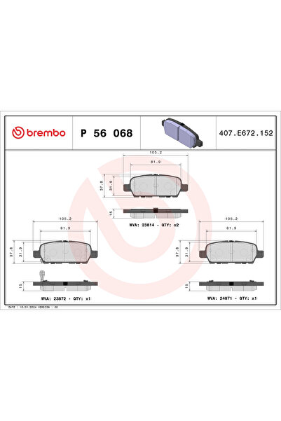 Brembo Set Placute Frana Frana Disc Infiniti Jx Suv/QX60 Nissan Altima/Cube/E...