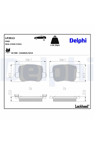 DELPHİ Brake pad set disc brake ALPINE A110 II 2017-2025 LP3913